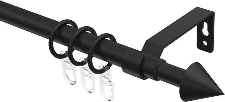 Interdeco Gardinenstangen ausziehbar (2 Sets) in Schwarz 13/16 mm Ø Favorit Cone, 70-120 cm