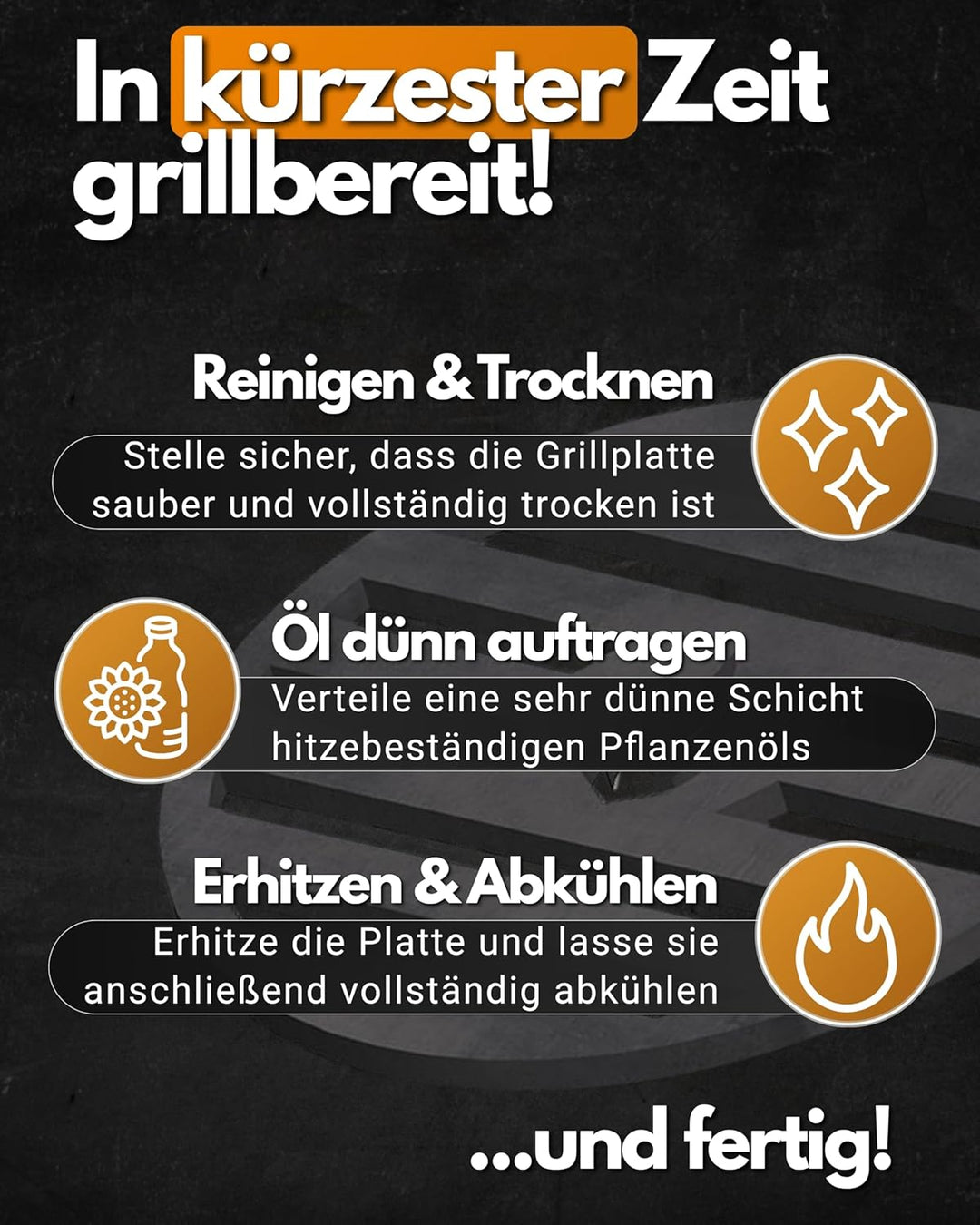 Feuerfest 123 Grillrost rund I Ø 10cm I Hochwertiges Grillgitter aus Stahl I Massive Grillplatte mit