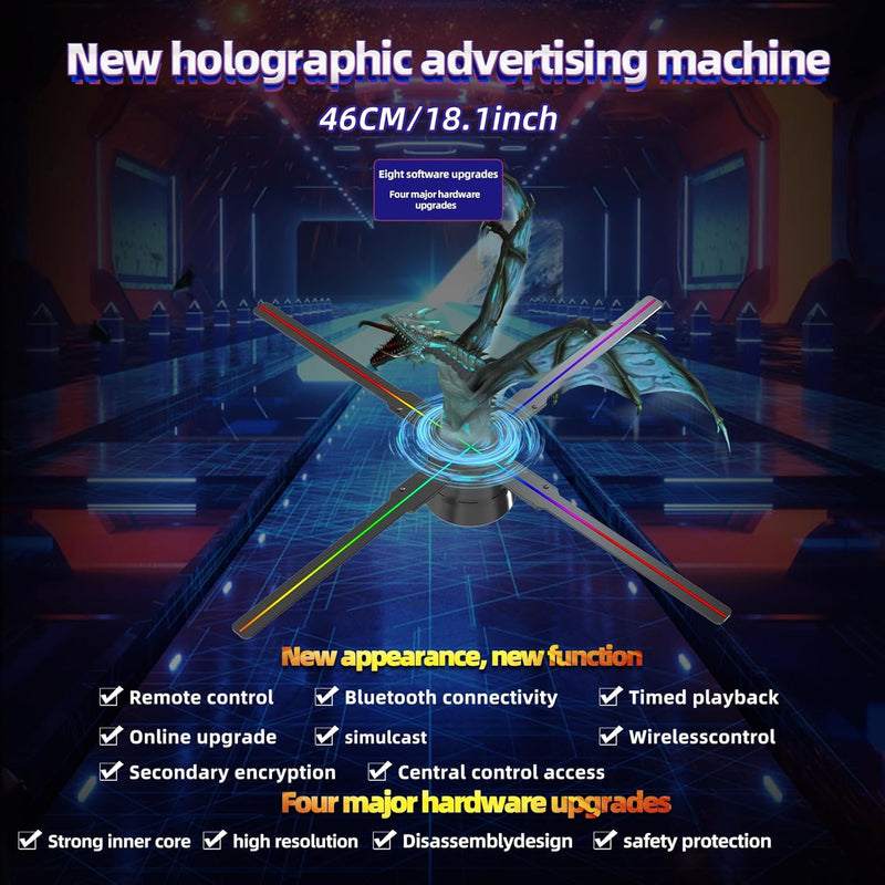 Hologramm Projektor, Bluetooth, Missyou 3D Hologramm Fan 4 Blades Advertising Display LED -Lüfterpro