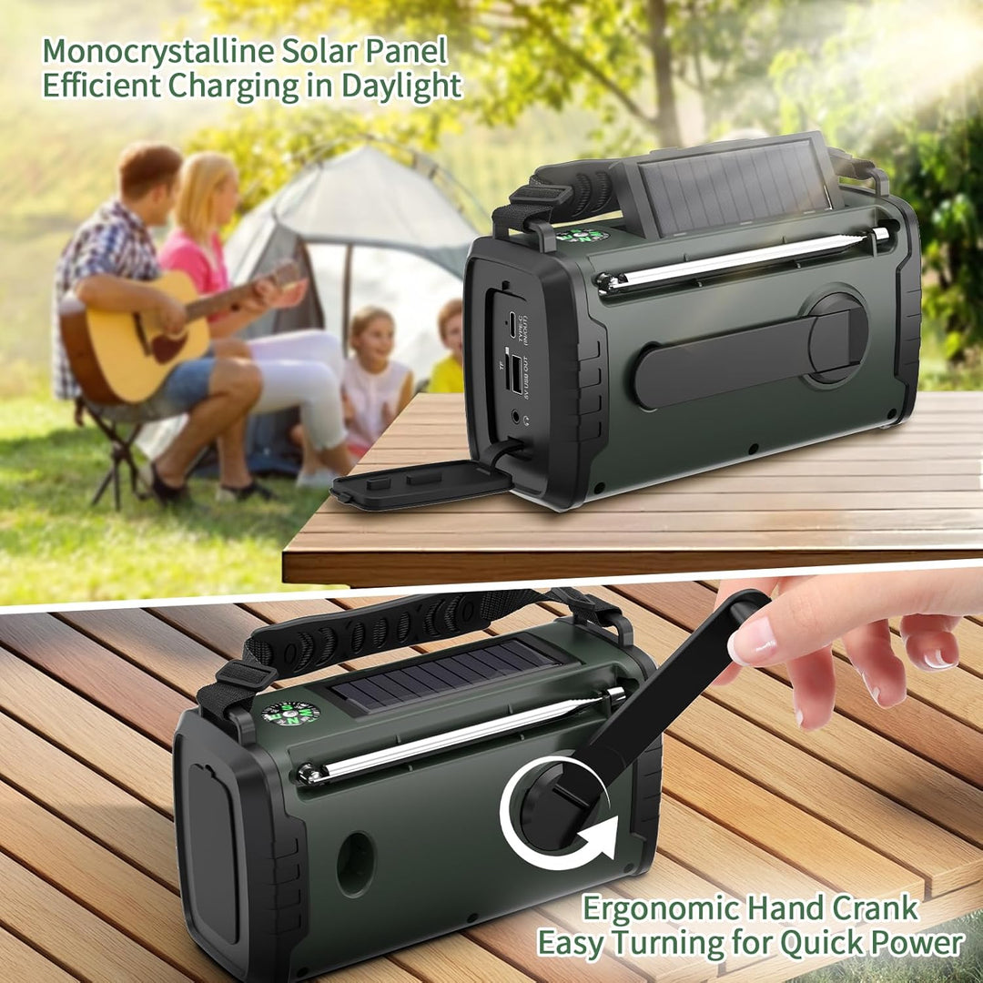 20000mAh DAB+/FM Notfallradio mit Powerbank – Tragbares Solar- & Kurbelradio mit Bluetooth 5.3, SOS,