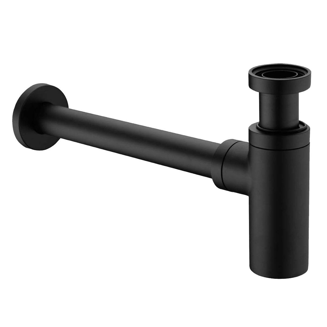 Keymark Design Siphon Schwarz Matt, Messing Syphon Sifon für Waschbecken & Waschtisch, Universal Des