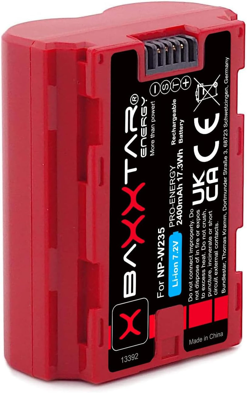 Baxxtar Pro NP-W235 2400mAh Kamera-Akku Pack mit NTC-Sensor und Transportschale Kompatibel mit Fuji