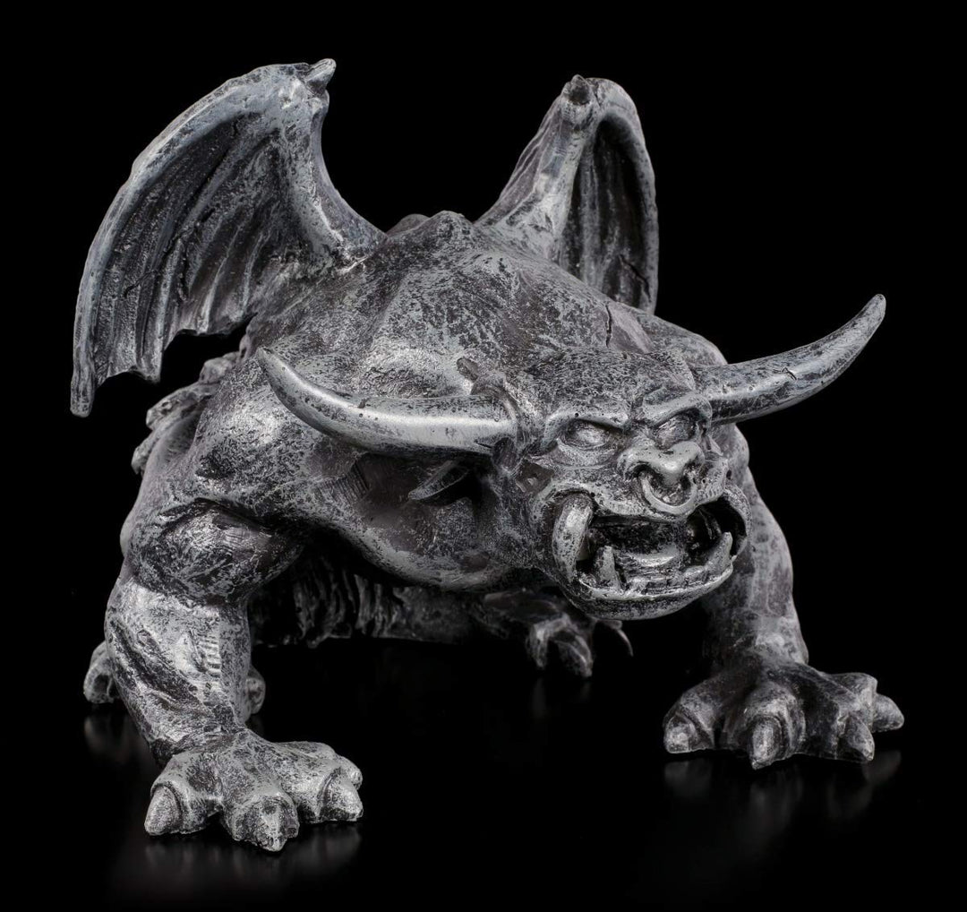 Figuren Shop GmbH Schwarze Gargoyle Gothic-Figur - Teufelskerl | Fantasy Garten-Figur, handbemalt, B