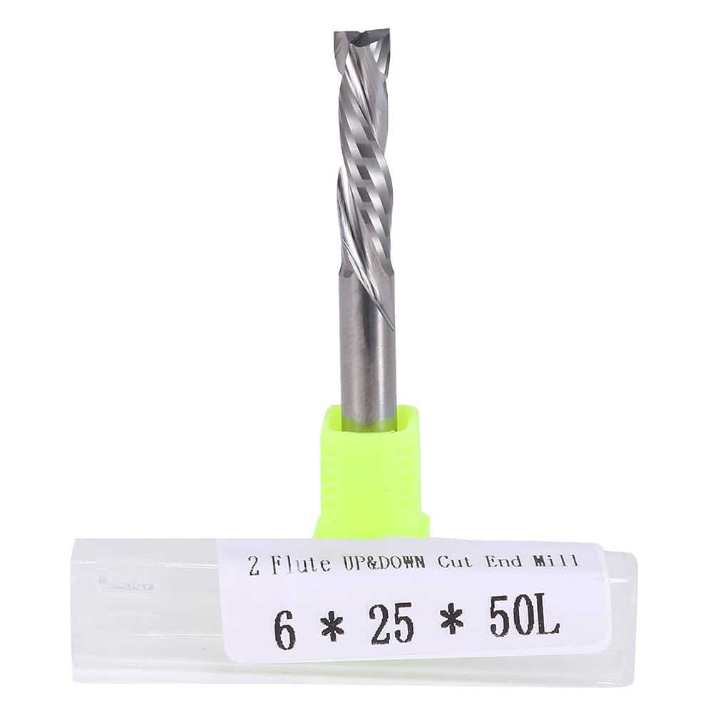 EU_HOZLY 5 Stück Hartmetall-Kompressionsfräser Up&Down 2 Nuten Schaftfräser 6 mm (0,236 Zoll) Schaft
