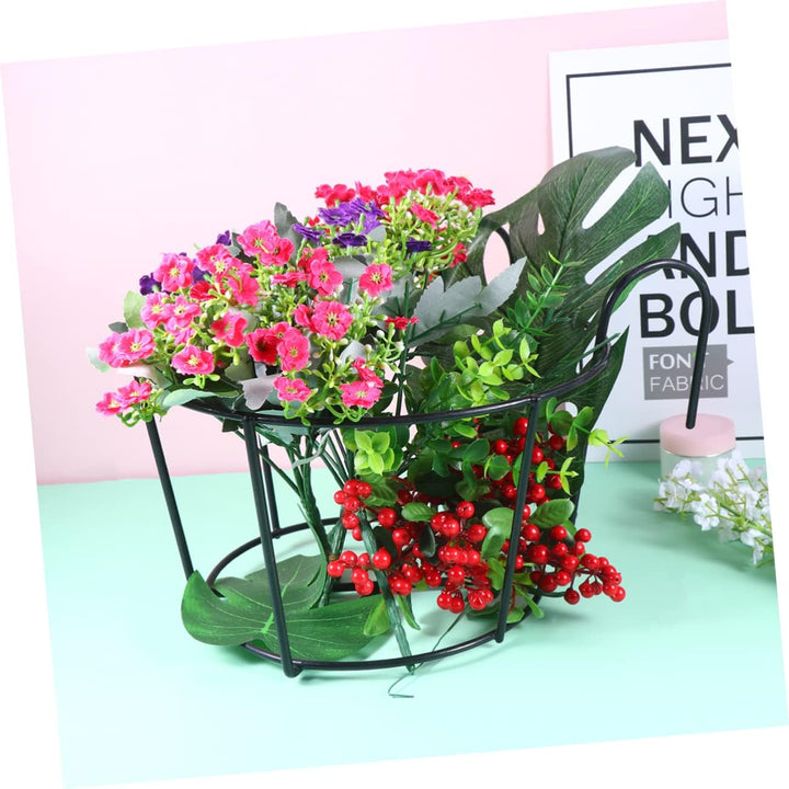 Happyyami 2 Stück Schwarze Metallbügel Metallregalhalterungen Pflanzentöpfe Blumentopfbügel Schiene