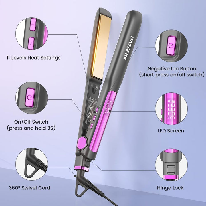 Faszin 2 in 1 Glätteisen Locken und Glätten, Titanplatten Ionen Haarglätter für einen glatten Stil,