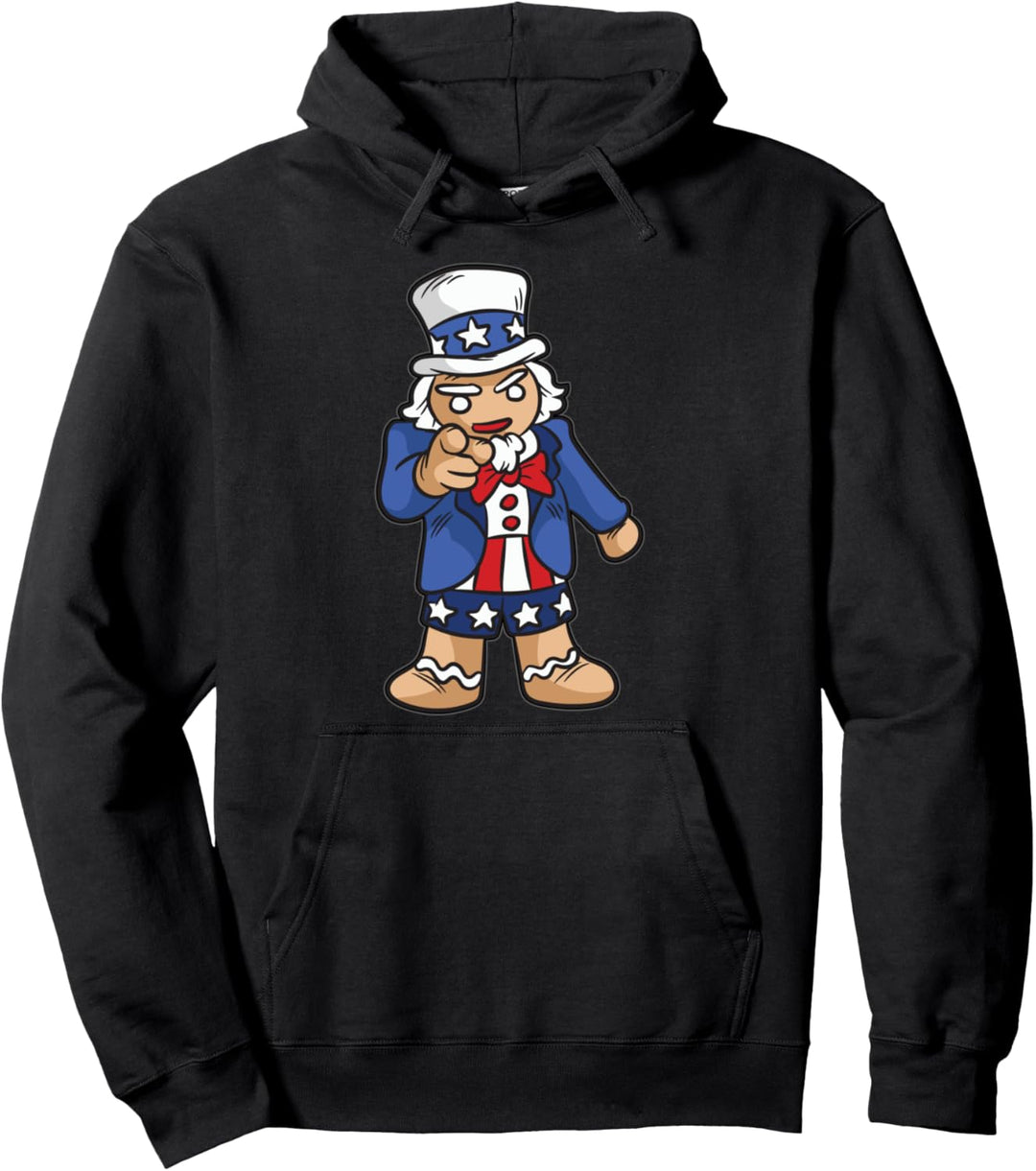Amerikanischer Pfefferkuchenmann Uncle Sam Lebkuchenmann USA Pullover Hoodie