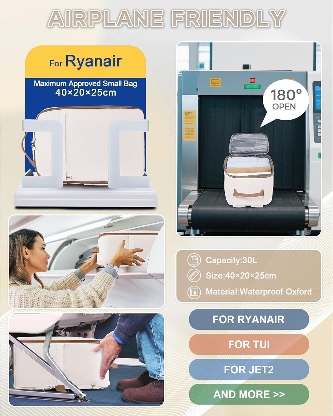 SZLX Vakuum Rucksack Ryanair Handgepäck 40x20x25 Rucksack Laptop Wasserdicht Damen Reiserucksack Han