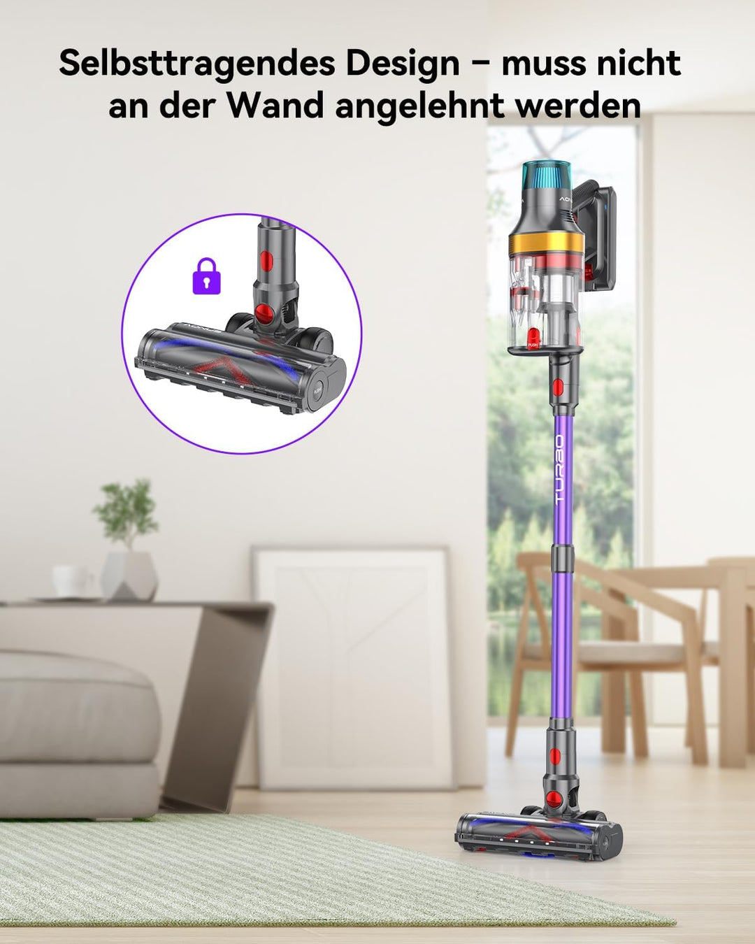 aonus A9 Max Akku Staubsauger 48Kpa 600W, Staubsauger Kabellos Freistehend mit Touchscreen, Bis zu 7