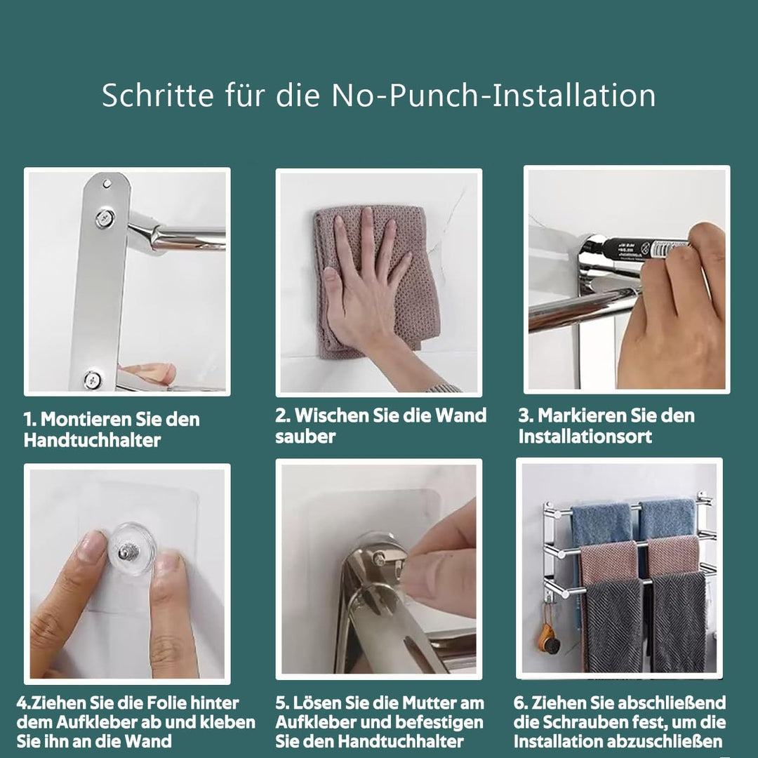Raheem 43–75cm Handtuchhalter Ohne Bohren Ausziehbar 3-Schicht Edelstahl Handtuchstange Selbstkleben