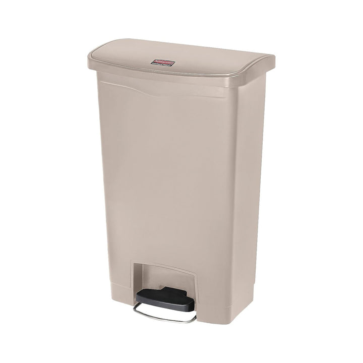 Rubbermaid Commercial Products Slim Jim 1883458 50 Litre Front Step Step-On Resin Wastebasket - Beig