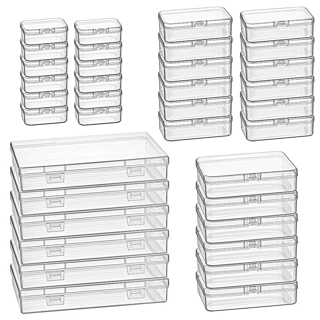 36 Stück gemischte Grössen rechteckige leere Mini-Organizer-Aufbewahrungsbox-Behälter mit Klappdecke