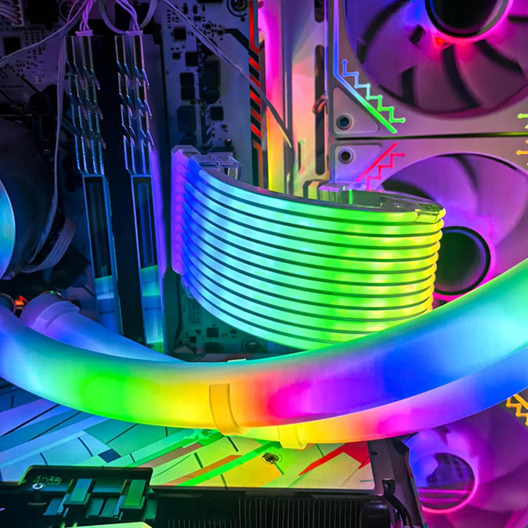 RGB-LED-Streifen, Neon-Silikonkabel, 24-polig, Kabelabdeckung für Motherboards, für Grafikkarte, Com
