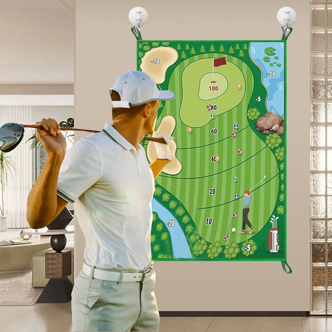 Golf Trainingsmatte Set, Golfspielset mit 16 Golfbällen und Scoreboard, Schlagmatte für Indoor und O
