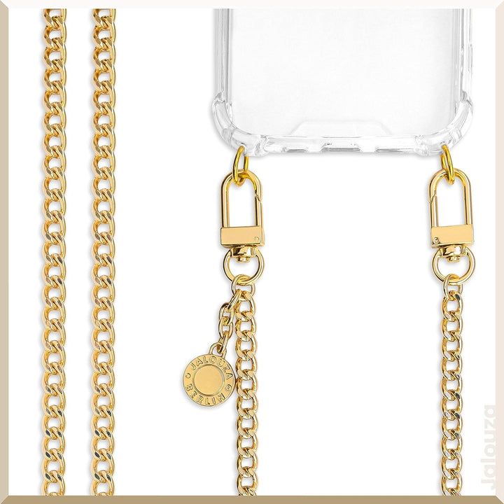 Jalouza Handykette, Kordel & Hülle Bundle kompatibel mit iPhone 12 & 12 Pro - Gliederkette in Gold u