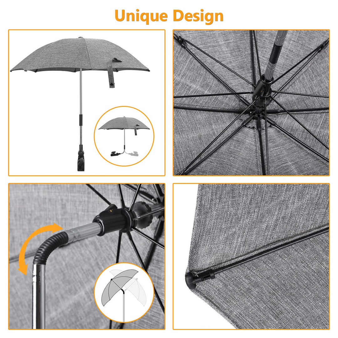 Winload Universal Sonnenschirm kinderwagen, UV Schutz 50+ Sonnenschutz für buggy, kinderwagen regens