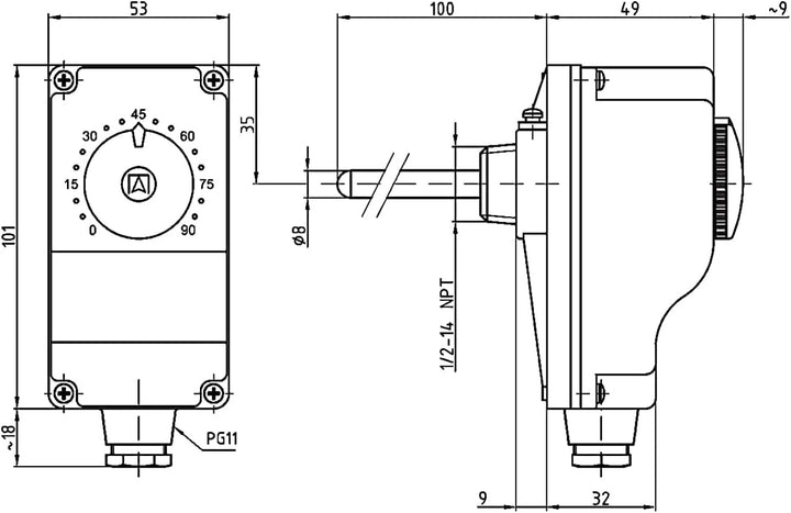 Afriso A67407X Gehäuse-Tauchthermostat Afriso