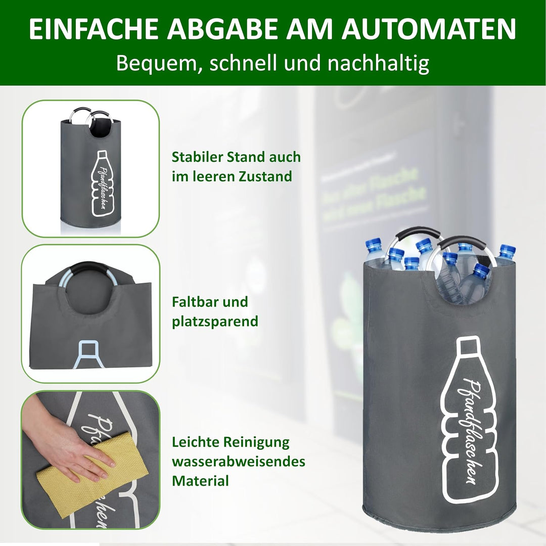 Cottara Original recycelter Flaschensammler für Leergut faltbar wasserdicht – Aus recycelten PET-Fla