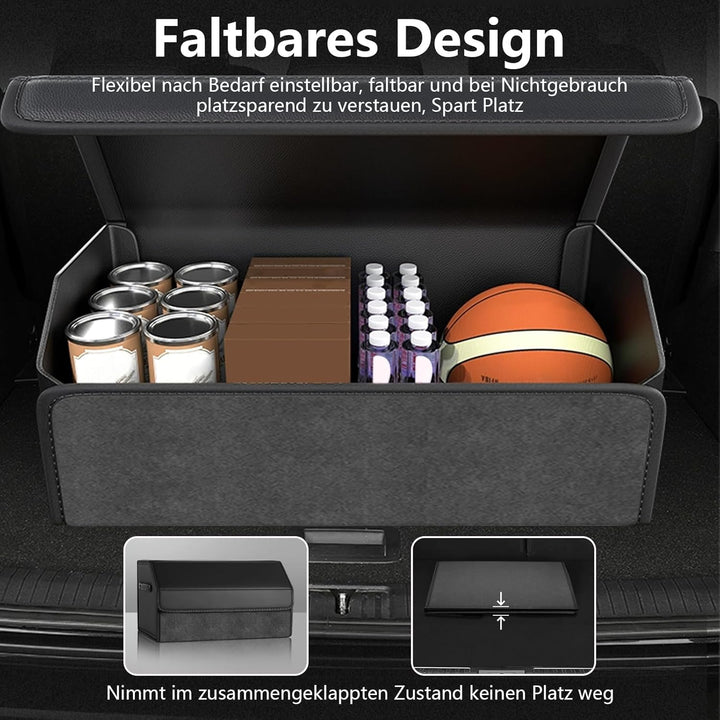 Polegas Auto Kofferraum Organizer, Faltbare Leder Kofferraumtasche, Grösse Aufbewahrungsbox Auto mit
