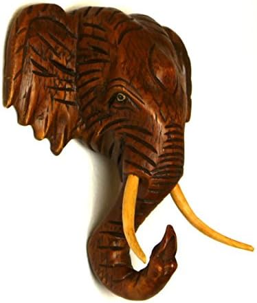 livasia Kleiner, afrikanischer Elefantenkopf aus Holz, Holzelefant, Deko Elefant in Handarbeit