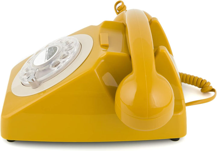 GPO 746ROTARYMUS Retro Telefon mit Wählscheibe im 70er Jahre Design Gelb- Senf, Gelb- Senf