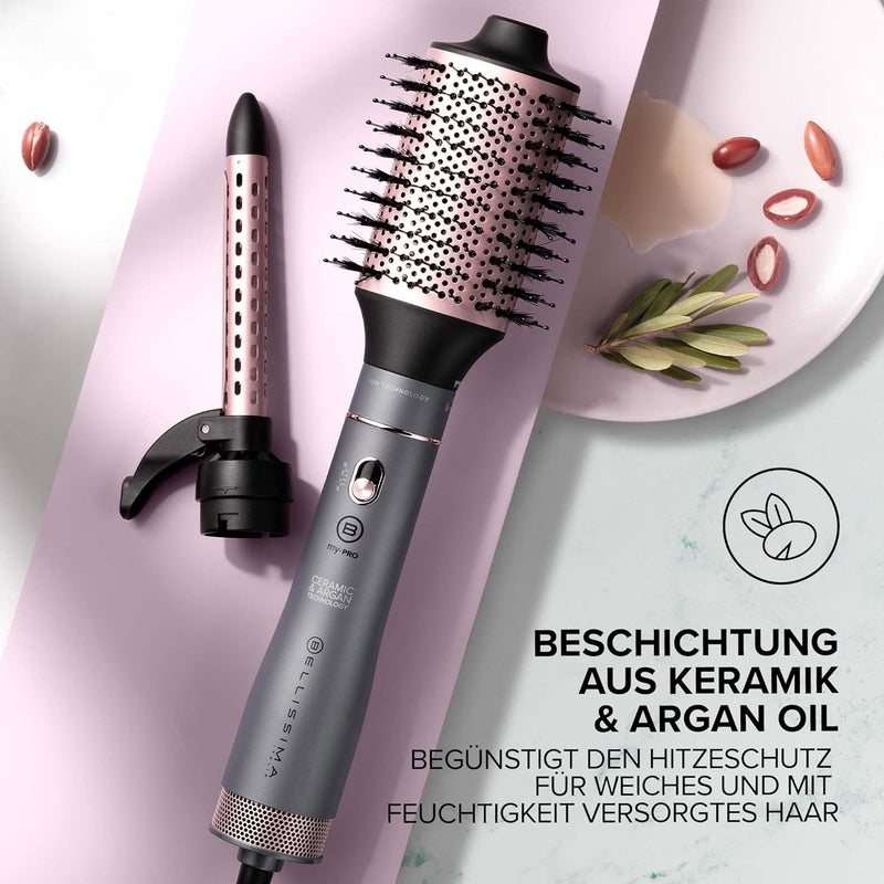 Bellissima Ceramic & Arganoil 6 in 1, Heissluftbürste, 6 Zubehörteile, Ionentechnologie, Bürsten mit