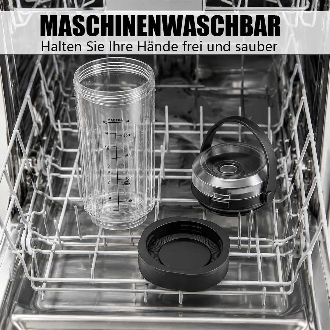 530ml Ersatzbecher kompatibel mit Ninja Mixer Tragbarer Mixer, Mixgefäss mit auslaufsicherem Deckel