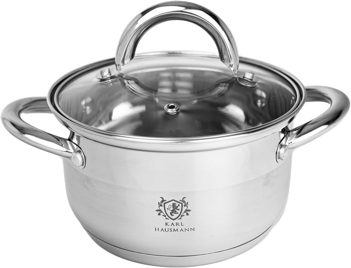 Edelstahl Topf - 1.6L - Ø 16 cm - Kochtopf Induktion für alle Herdarten Geeignet - Edelstahltopf mit