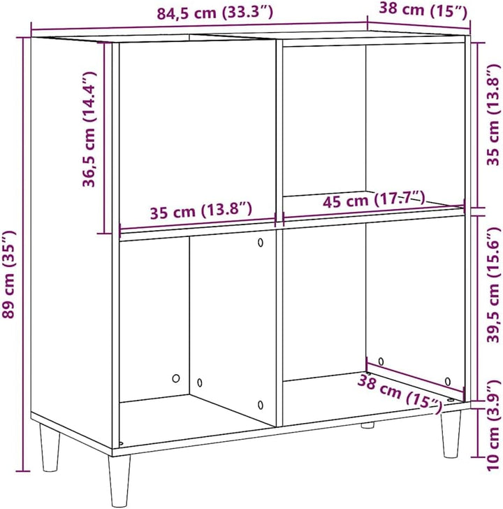 vidaXL Plattenschrank Altholz-Optik 84,5x38x89 cm Holzwerkstoff Braun, Braun