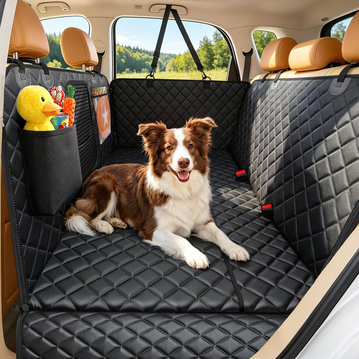 Hundedecke Auto Rückbank mit Hartboden, 137 x 63cm, Hunde Autositz Rückbank für grosse Hunde, stabil