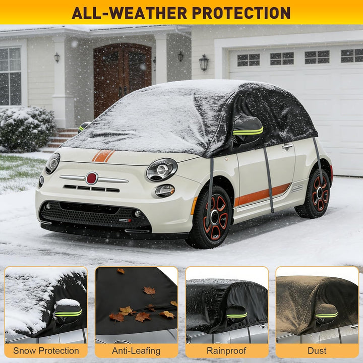 Halbe Autoabdeckung Ersatz Passend für FIAT 500 Abarth 595 (2010-2025), Sonnenfest Hälfte Halbgarage
