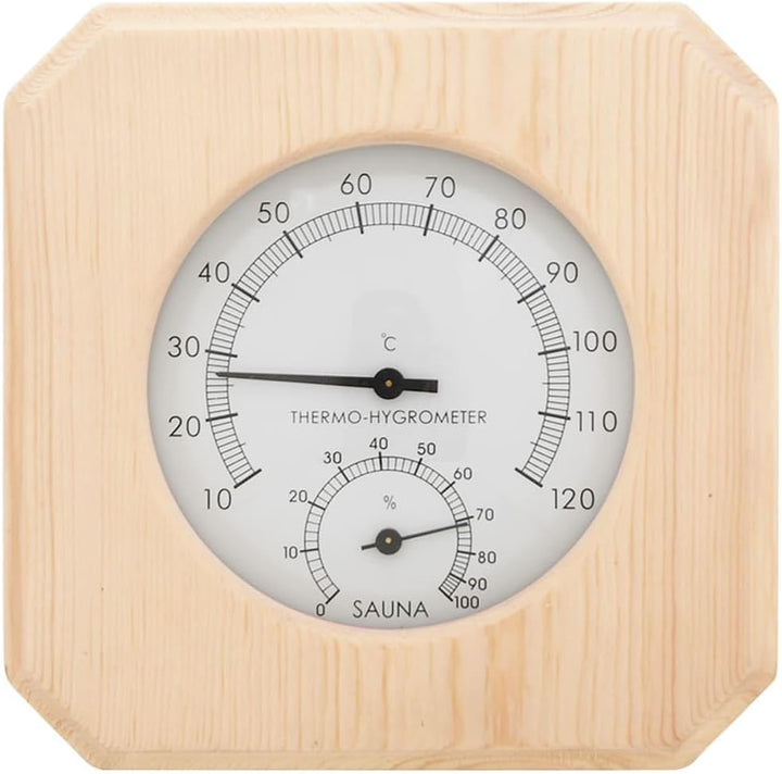 2-in-1 Sauna-Hygrothermograph und Sanduhr Set Massivholz Kiefer für Poolzubehör, leicht zu montieren