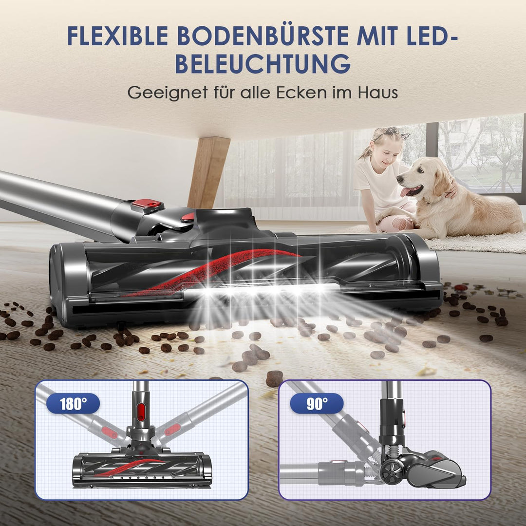 Staubsauger Kabellos, 45000Pa Akku Staubsauger mit Smart Display, 50 Min Laufzeit, Touchscreen, Anti