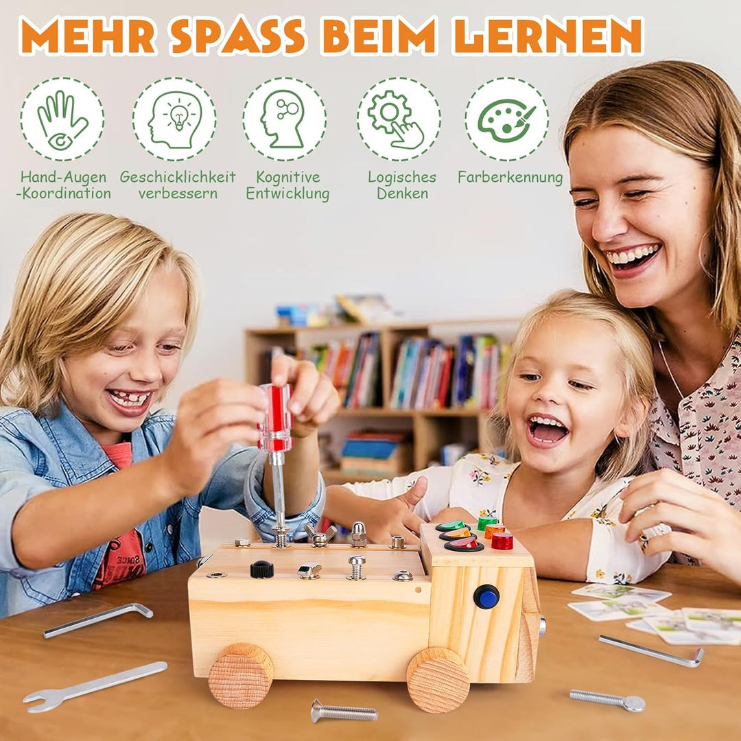 OAKJAR Montessori Schraubendreherbrett, Montessori Busy Board Spielzeug ab 1 2 3 Jahr, Montessori Ac