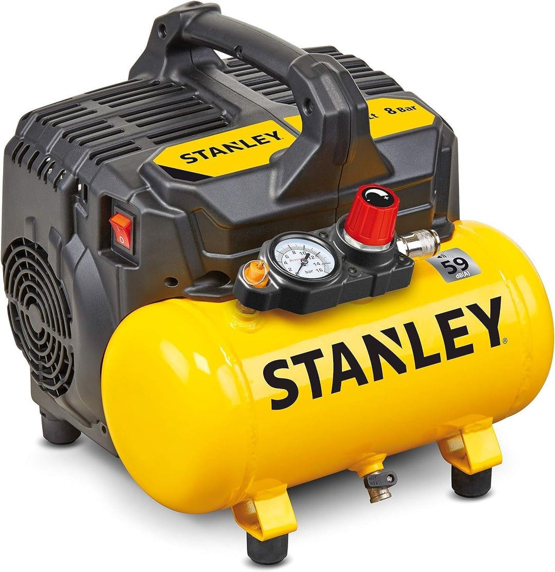 Stanley 100/8/6 Silent Air Compressor DST 100/8/6SI, 750 W, 230 V, Giallo & Güde Druckluft-Set 3tlg.