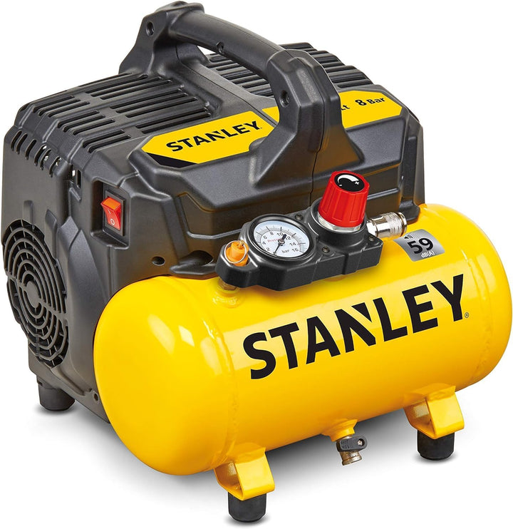Stanley 100/8/6 Silent Air Compressor DST 100/8/6SI, 750 W, 230 V, Giallo & Güde Druckluft-Set 3tlg.