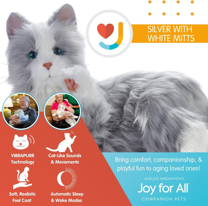 Ageless Innovation Joy For All Interactive Pet Katze – Naturgetreues, realistisches Haustier mit wei