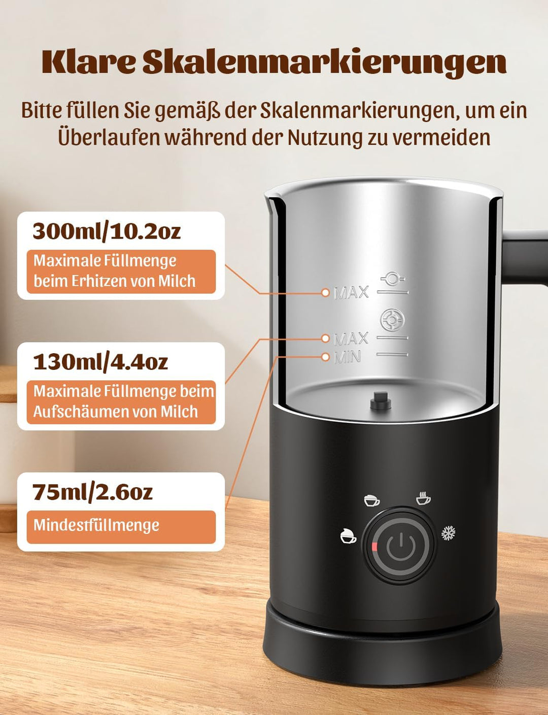 YISSVIC Milchaufschäumer Elektrisch 4-in-1 Automatischer Milchaufschäumer 500W Antihaftbeschichtung