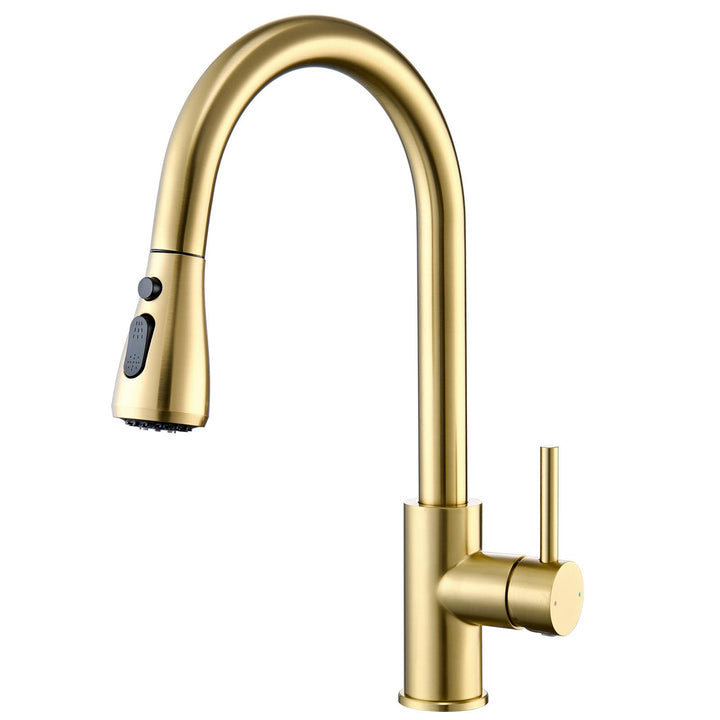 Wasserhahn küche mit Ausziehbar Hochdruck fur Spüle - Küchenarmatur Gold mit Brause - Edelstahl Arma