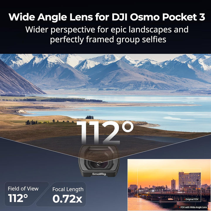 SMALLRIG 0,72x Weitwinkelobjektiv für DJI Osmo Pocket 3, magnetische Befestigung für schnelle Instal