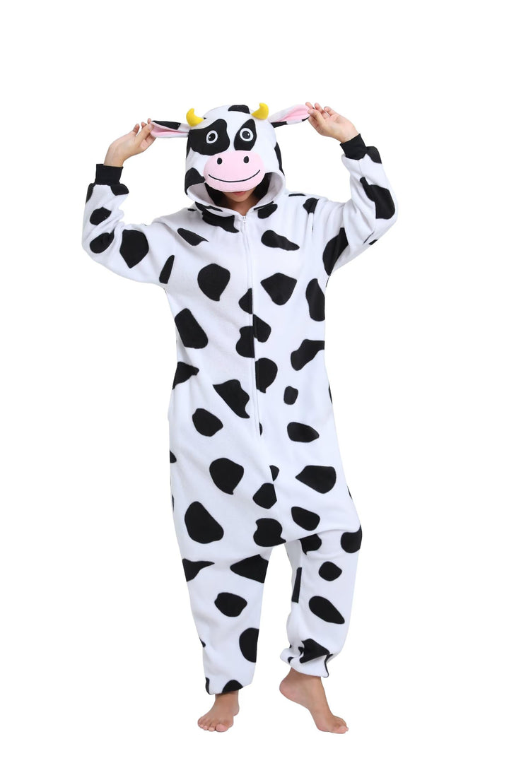 LABULA Onesie Tier Erwachsene Unisex Tieroutfit Cosplay Pyjamas Karneval kostüm L Kuh, L Kuh