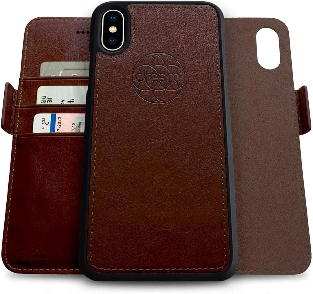 Dreem Fibonacci 2in1 Handyhülle Flipcase für iPhone X/Xs | Magnetisches iPhone Case | TPU Etui Leder