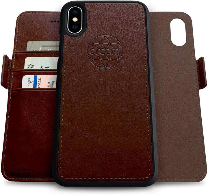 Dreem Fibonacci 2in1 Handyhülle Flipcase für iPhone X/Xs | Magnetisches iPhone Case | TPU Etui Leder