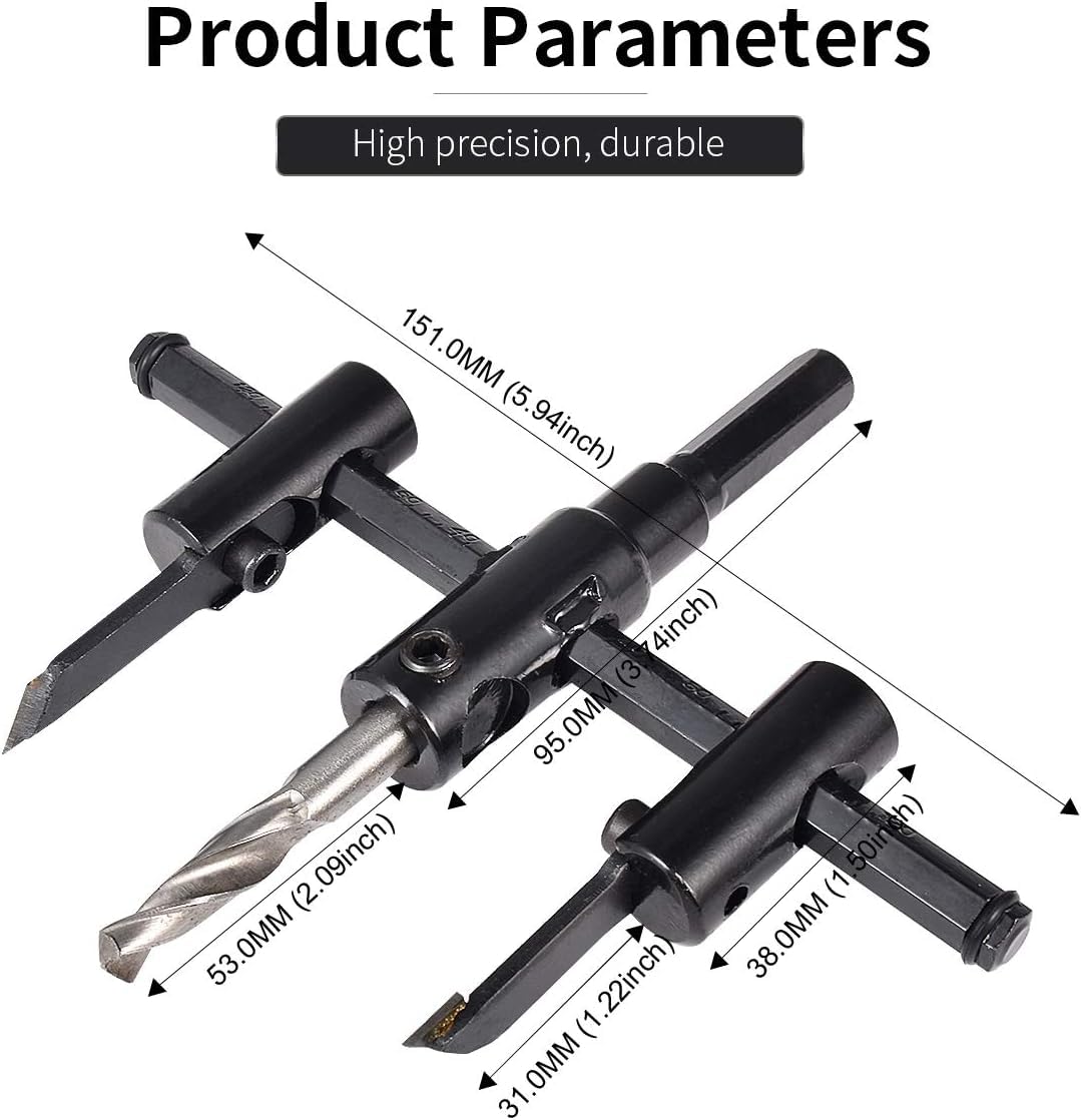 kreisschneider Verstellbar [Durchmesser: 30mm - 120mm], Verstellbar von 1 Zoll bis 5 Zoll Lochsägen