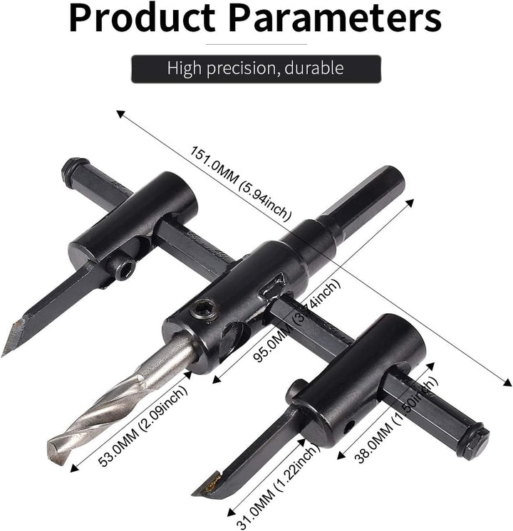 kreisschneider Verstellbar [Durchmesser: 30mm - 120mm], Verstellbar von 1 Zoll bis 5 Zoll Lochsägen