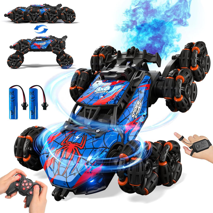 Ferngesteuertes Auto ab 6-12 Jahre,RC Drift Auto mit 360° drehbar,LED Leuchten,Musik und Spray, 8WD