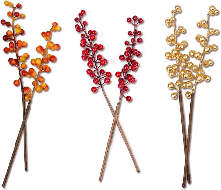Rote Beeren Weihnachtsdeko 20er Künstlich Beerenzweige Herbstdeko, Rot