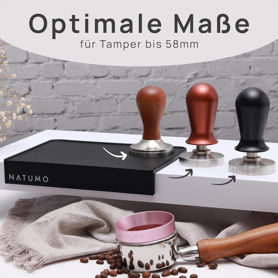 NATUMO Tampermatte Barista (21x15x3cm) Anti-Rutsch Silikon Tamper Matte mit Kantenschutz, Barista Zu