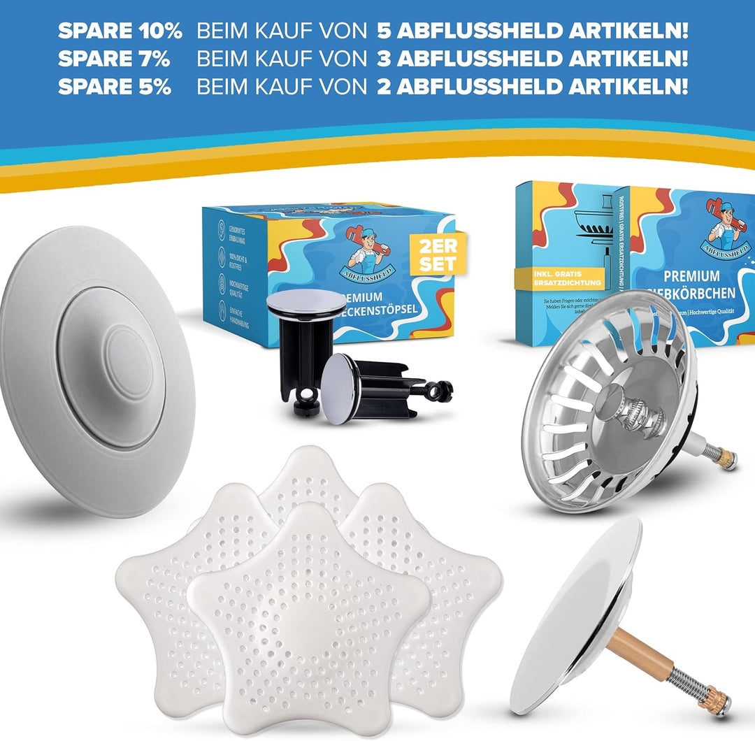 Universal Abflussstopfen - Waschbeckenstöpsel mit Haarsieb Funktion - Praktisches Abflusssieb Siliko