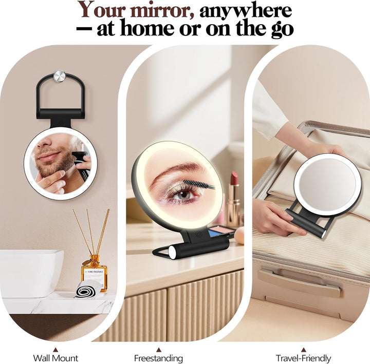 B Beauty Planet Kosmetikspiegel mit Beleuchtung, 30 fache/1-fach Doppelseitige Tischspiegel,3 Farbli